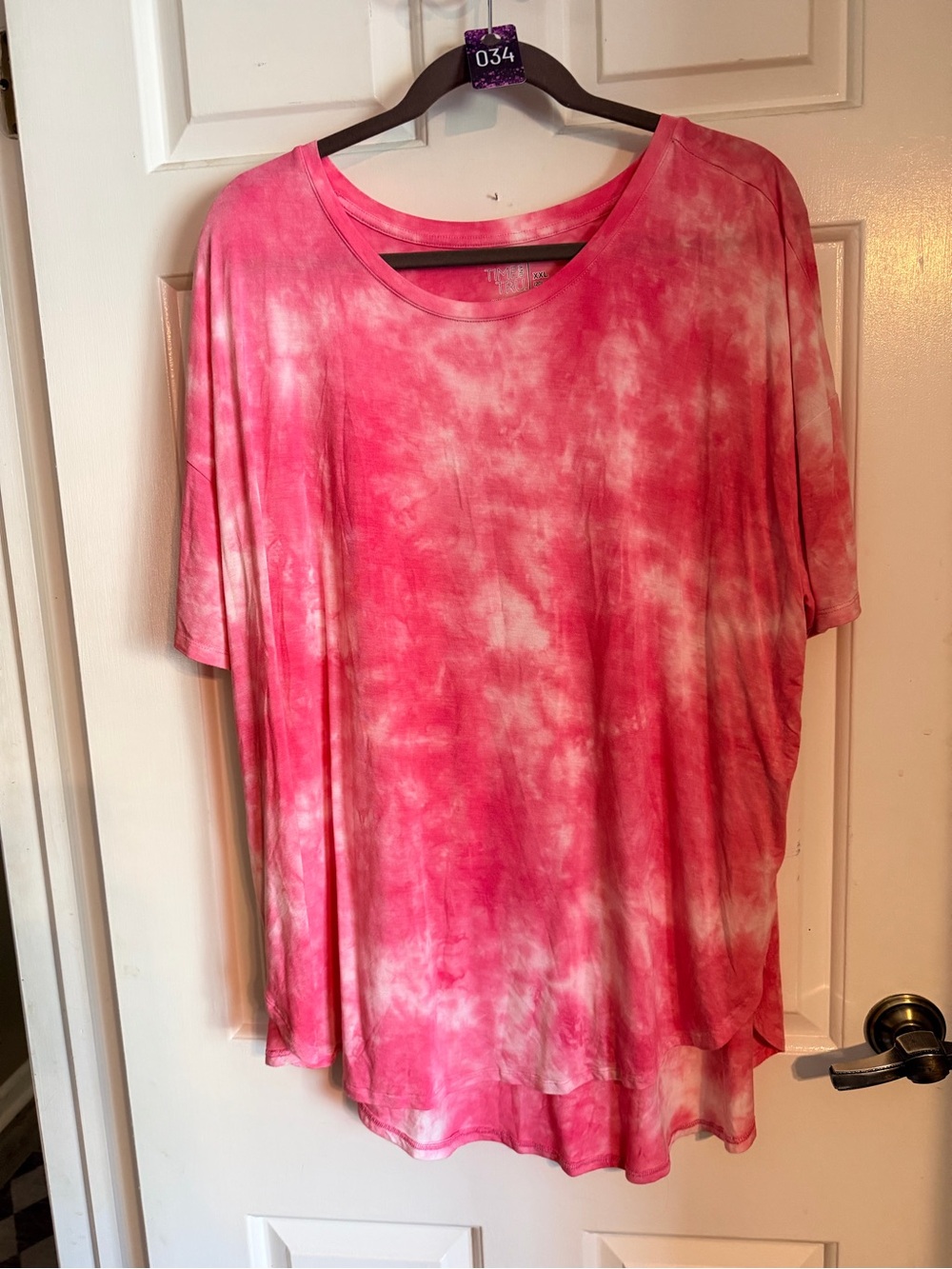 Time and Tru Pink Tie-Dye Short Sleeve Tee